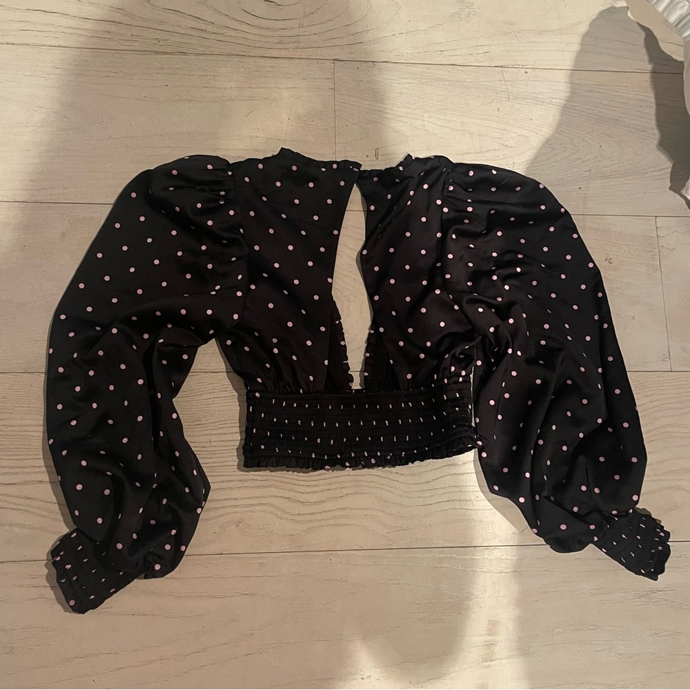 For Love and Lemons Polka Dot cropped blouse